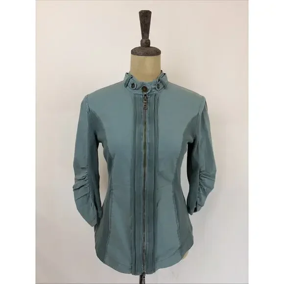 NWT XCVI wearables "Janet" Green 3/4 Sleeve Ruched Jacket #0659 Size XS - Picture 1 of 8